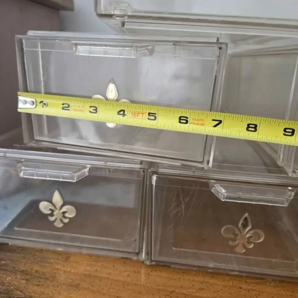 Vintage Acrylic Shoe Boxes Lot Fleur De Lis Gold Emblem